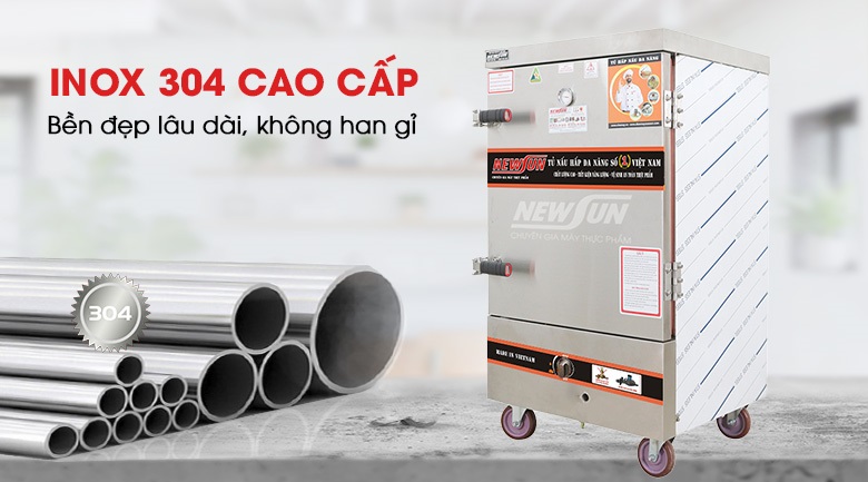Tủ cơm gas 30kg được chế tạo từ Inox 304 cao cấp