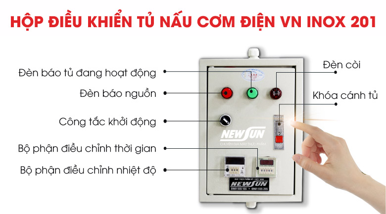 Hộp điều khiển tủ nấu cơm điện Việt Nam Inox 201