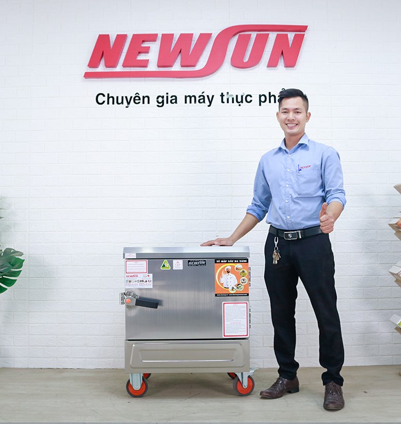 Thực tế sản phẩm tủ nấu cơm công nghiệp 4 khay inox 201 bằng điện NEWSUN