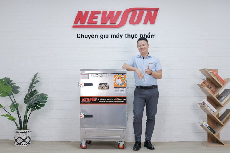 Thực tế sản phẩm tủ nấu cơm công nghiệp 8 khay inox 201 bằng điện NEWSUN