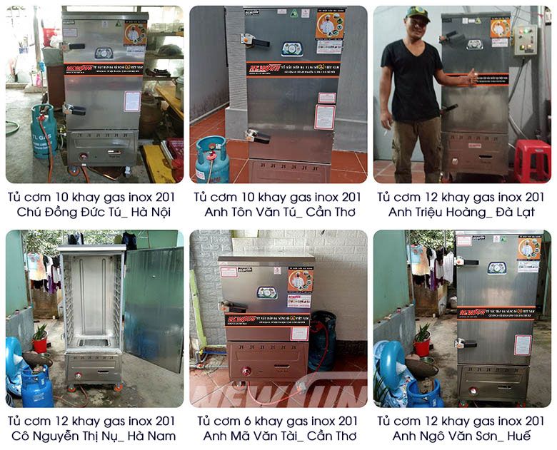 Khách hàng sử dụng tủ nấu cơm điện và gas inox 201 NEWSUN