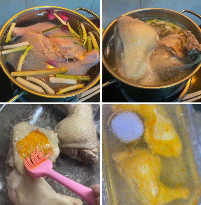 Luộc gà - Cách nấu cơm gà Hải Nam