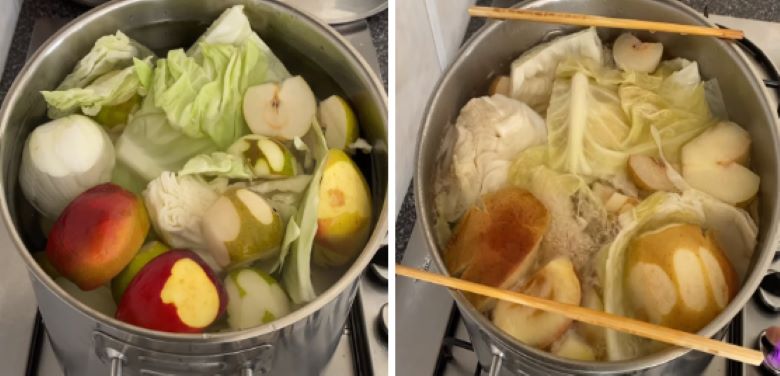 Nấu nước dùng - Cách nấu cơm gà chay Hải Nam