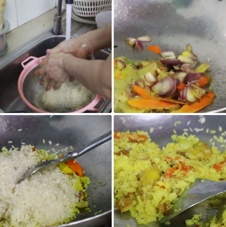 Rang gạo - Cách nấu cơm gà chay ngon