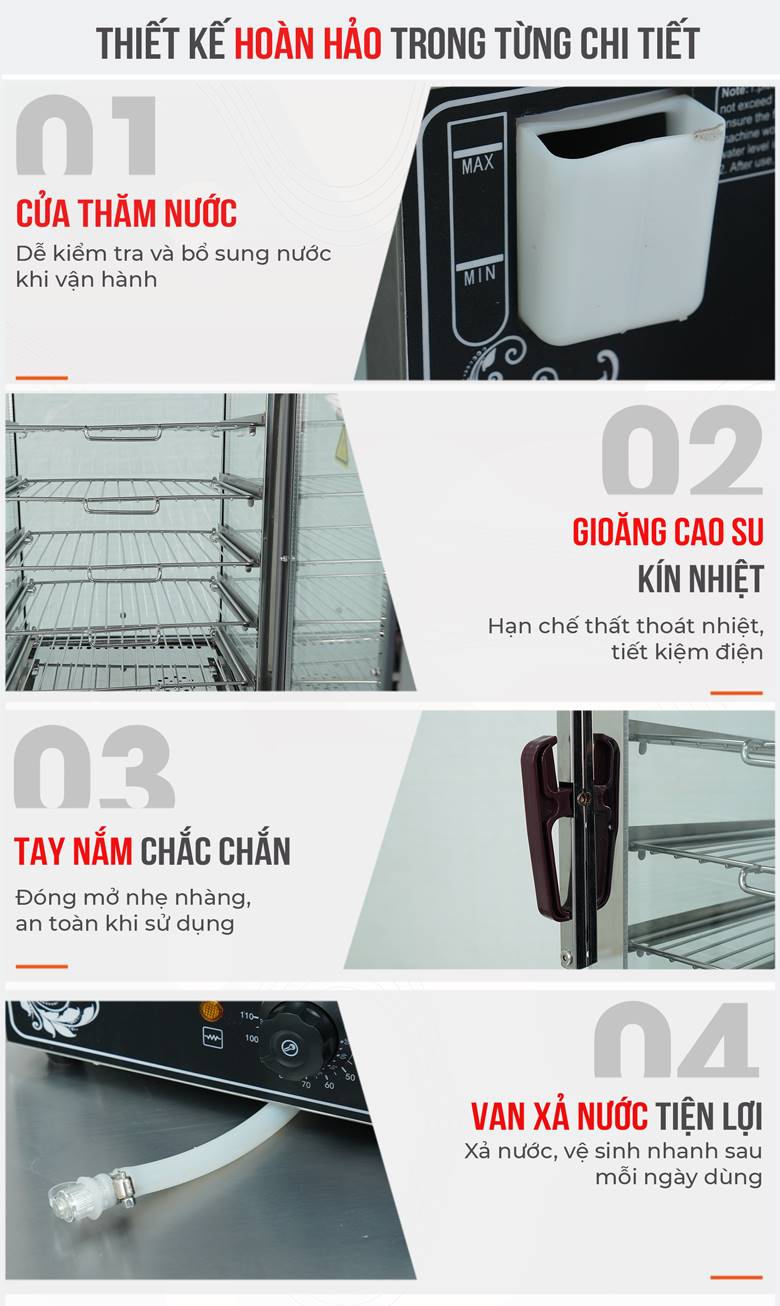 Tủ hấp bánh bao 5 tầng ZB-500 Một số chi tiết khác