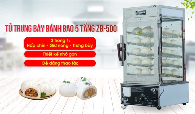 Tủ hấp bánh bao 5 tầng ZB-500 Tủ hấp bánh bao 5 tầng ZB-500
